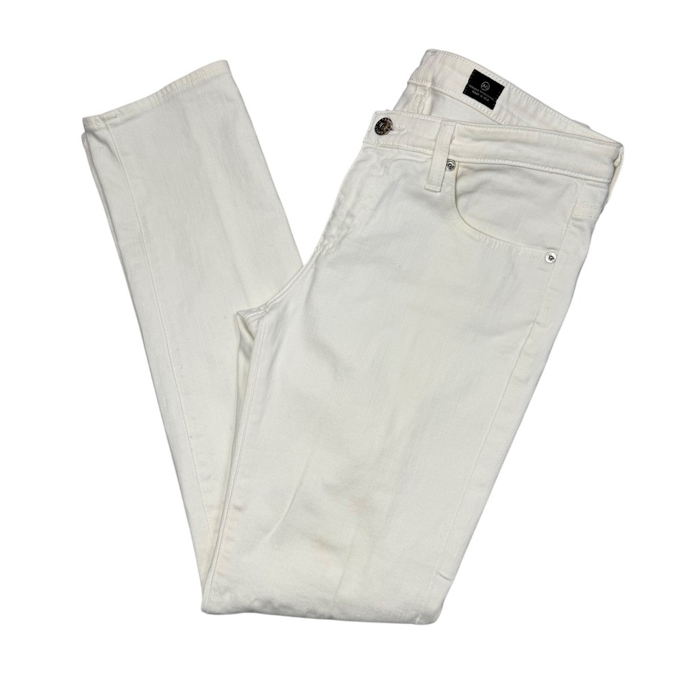 AG Adriano Goldschmied The Stevie Womens 30 R Slim Straight White Strech Jeans